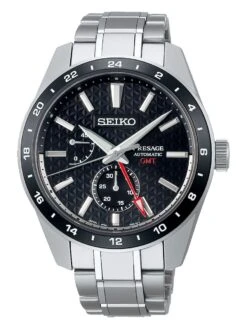 Seiko SPB221J1 Presage Herren-Automatikuhr Sharp Edged GMT Schwarz