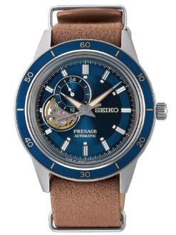 Seiko SSA453J1 Presage Herrenuhr Automatik Style 60's Beige/Blau