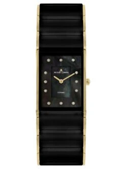 Jacques Lemans 1-1940J Keramikuhr Für Damen Dublin Schwarz/Goldfarben