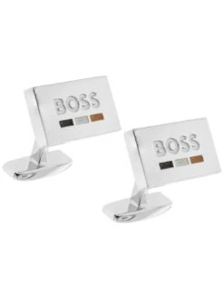 BOSS 50501902-260 Manschettenknöpfe Silberfarben B-Iconicdet