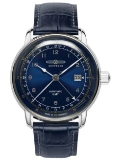 Zeppelin 7668-3 Herrenuhr Automatik GMT LZ126 Los Angeles Dunkelblau