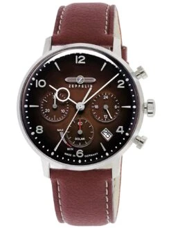 Zeppelin 8086-2_n Herrenuhr Solar Chronograph LZ129 Hindenburg Dunkelrot