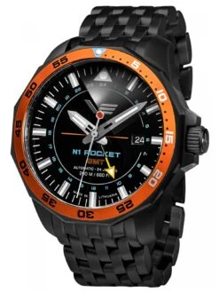 Vostok Europe NH34-225C714-B Herren-Armbanduhr Automatik GMT Rocket N1 Schwarz
