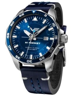 Vostok Europe NH34-225A712-LBBLAU Herren-Automatikuhr GMT Rocket N1 Dunkelblau