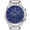 Bulova 96A302 Herrenarmbanduhr Chronograph Curv Stahl/Blau