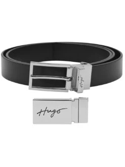 HUGO 50486652-001 Herren-Wendegürtel Leder Schwarz Graym