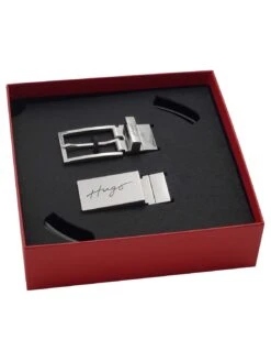 HUGO 50486652-001 Herren-Wendegürtel Leder Schwarz Graym -Mode Zubehör Geschäft 283103193328 3