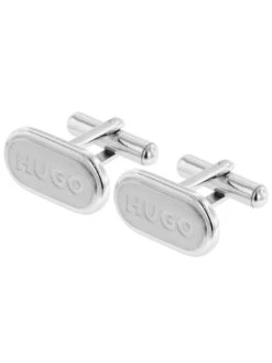 HUGO 50465865-040 Manschettenknöpfe Oval Silberfarben E-Classic