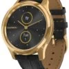 Garmin 010-02241-02 Vivomove Luxe Smartwatch Mit Lederband Schwarz