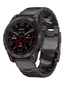 Garmin 010-02540-39 Fenix 7 Saphir Solar Titan Smartwatch Schwarz/Grau