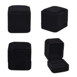 4er Set - Samtene Schmuckschatullen, Ringschachtel, Anhängerschachtel, Armbandschachtel Und Kettenschachtel, Schwarz -Mode Zubehör Geschäft 3245231 3