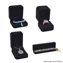 4er Set - Samtene Schmuckschatullen, Ringschachtel, Anhängerschachtel, Armbandschachtel Und Kettenschachtel, Schwarz -Mode Zubehör Geschäft 3245231 5