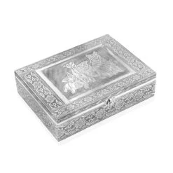 Schmuckkästchen Aus Holz Mit Aluminiumbeschlag, Hunde-Verzierung, Silber -Mode Zubehör Geschäft 3279931 3