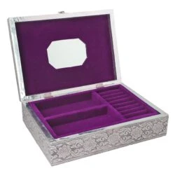 Schmuckkästchen Aus Holz Mit Aluminiumbeschlag, Hunde-Verzierung, Silber -Mode Zubehör Geschäft 3279931 4