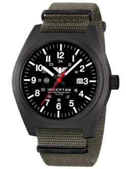 KHS INCBS.NSGO Herrenuhr Inceptor Black Steel Steingau-Oliv