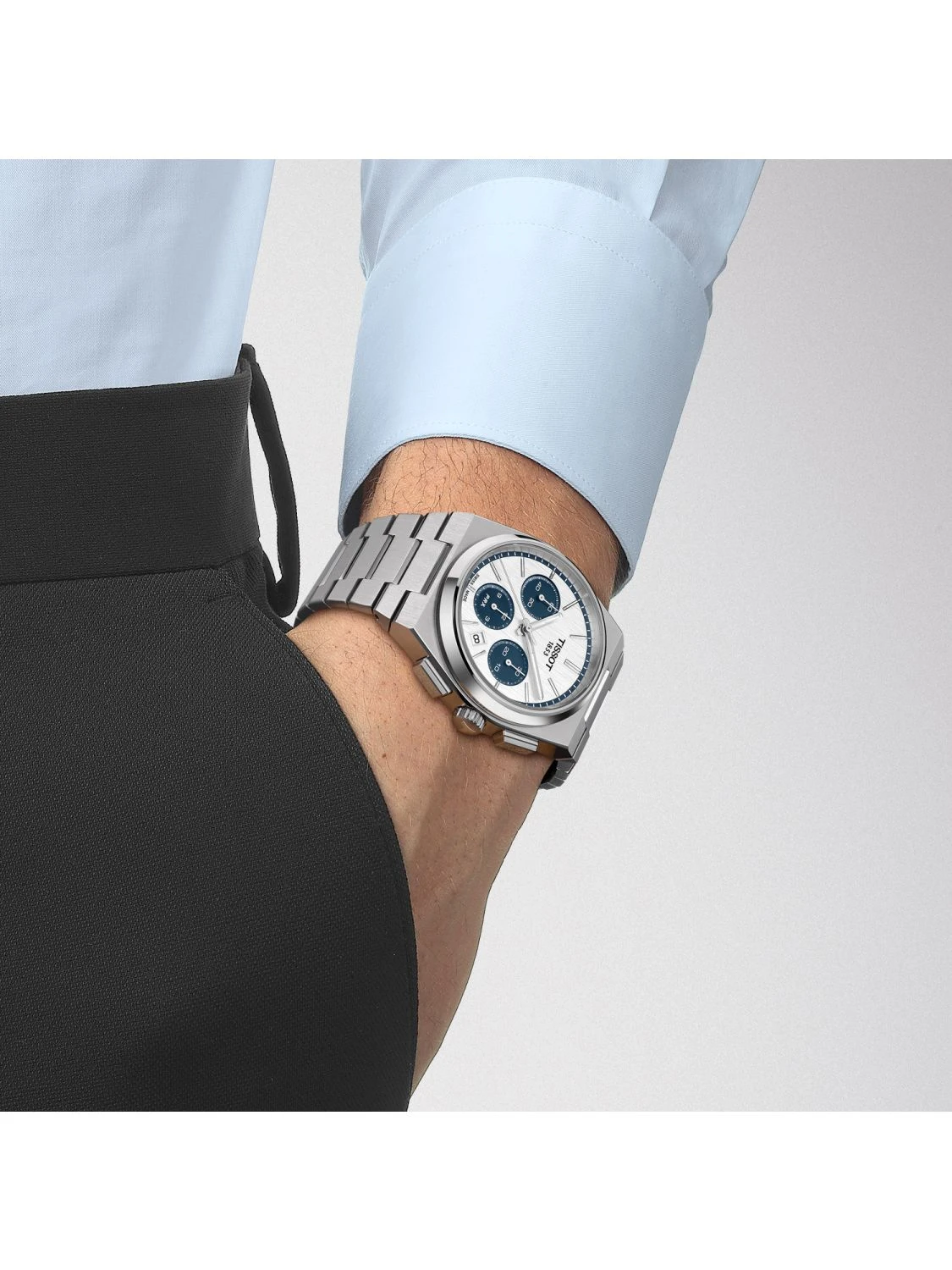 Tissot T137.427.11.011.01 Herrenuhr Automatik PRX Chronograph Silber/Blau 5 Tissot T137.427.11.011.01 Herrenuhr Automatik PRX Chronograph Silber/Blau – Bild 5