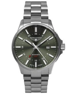 Bauhaus 2868M-4 Aviation Herren-Fliegeruhr Automatik GMT Titan