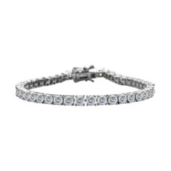 Moissanit-Armband, Ca. 20 Cm, 925 Silber Platiniert Ca. 10.50 Ct