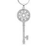 Zirkonia Schlüssel-Anhänger Mit Kette, Silberfarben