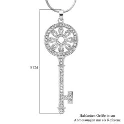 Zirkonia Schlüssel-Anhänger Mit Kette, Silberfarben -Mode Zubehör Geschäft 4119047 4