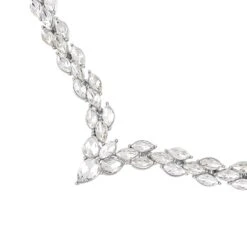 2er Set, Weiße Kristall Ohrringe Und Collier, Silberfarben -Mode Zubehör Geschäft 4132943 3