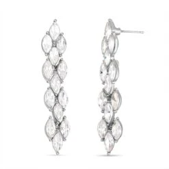 2er Set, Weiße Kristall Ohrringe Und Collier, Silberfarben -Mode Zubehör Geschäft 4132943 5