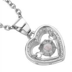 Weißer Zirkonia Im Herzförmigem Anhänger Mit Kette, 925 Silber Rhodiniert Und Edelstahl, Ca. 1,02 Ct -Mode Zubehör Geschäft 4136809 4