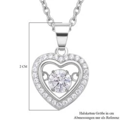 Weißer Zirkonia Im Herzförmigem Anhänger Mit Kette, 925 Silber Rhodiniert Und Edelstahl, Ca. 1,02 Ct -Mode Zubehör Geschäft 4136809 6