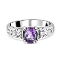 3er Set Afrikanischer Amethyst Ring Und Anhänger Mit Kette, Edelstahl, Ca. 0.60 Ct -Mode Zubehör Geschäft 4137669 2