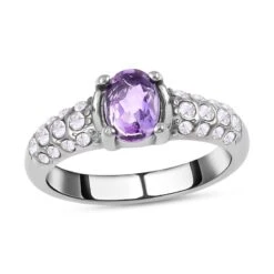 3er Set Afrikanischer Amethyst Ring Und Anhänger Mit Kette, Edelstahl, Ca. 0.60 Ct -Mode Zubehör Geschäft 4137669 3
