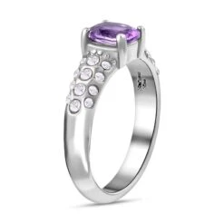 3er Set Afrikanischer Amethyst Ring Und Anhänger Mit Kette, Edelstahl, Ca. 0.60 Ct -Mode Zubehör Geschäft 4137669 4