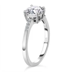 2er Set - 100 Facetten Moissanit Anhänger Und Ring, 925 Silber Platiniert Ca. 2.65 Ct -Mode Zubehör Geschäft 4141026 4