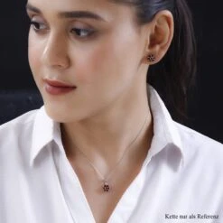 2er Set - Mosambik Granat Anhänger Und Ohrringe, 925 Silber Platiniert Ca. 2.94 Ct 10 2er Set - Mosambik Granat Anhänger Und Ohrringe, 925 Silber Platiniert Ca. 2.94 Ct -Mode Zubehör Geschäft 4156954 2