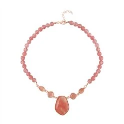 3er Set - Kirsch Quarz Anhänger Mit Kette Und Ohrringe, Ca. 298.00 Ct -Mode Zubehör Geschäft 4169035 2