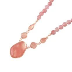 3er Set - Kirsch Quarz Anhänger Mit Kette Und Ohrringe, Ca. 298.00 Ct -Mode Zubehör Geschäft 4169035 3