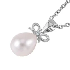 Weiße Süßwasser Perle, Weißer Zirkonia Schmuckset 925 Silber Rhodiniert Und Edelstahl -Mode Zubehör Geschäft 4172217 3