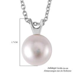 2er Set - Weiße Süßwasser Perle Ohrringe Und Anhänger Mit Kette, 925 Silber Rhodiniert Und Edelstahl -Mode Zubehör Geschäft 4176287 5