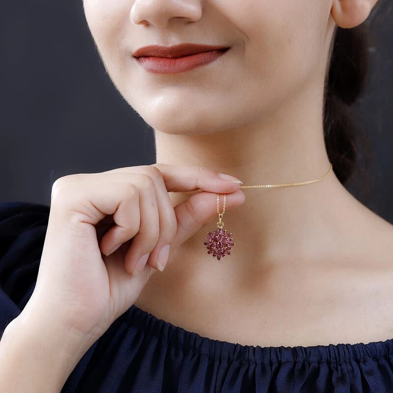 AA Rubellit Anhänger Mit Kette, 925 Silber Gelbgold Vermeil Ca. 2.10 Ct 2 AA Rubellit Anhänger Mit Kette, 925 Silber Gelbgold Vermeil Ca. 2.10 Ct – Bild 2