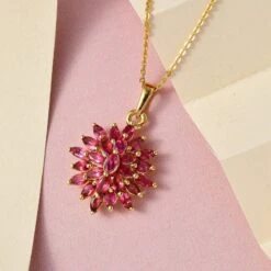 AA Rubellit Anhänger Mit Kette, 925 Silber Gelbgold Vermeil Ca. 2.10 Ct 9 AA Rubellit Anhänger Mit Kette, 925 Silber Gelbgold Vermeil Ca. 2.10 Ct -Mode Zubehör Geschäft 4385513 2