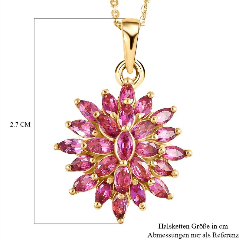 AA Rubellit Anhänger Mit Kette, 925 Silber Gelbgold Vermeil Ca. 2.10 Ct 7 AA Rubellit Anhänger Mit Kette, 925 Silber Gelbgold Vermeil Ca. 2.10 Ct – Bild 7