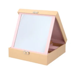 2er-Set Schmuckkasten Mit Schloss Und Extra Box, Größe 25x25x8 Cm, Beige -Mode Zubehör Geschäft 6070763 4