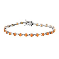 Salamanca Feueropal Armband, Ca. 19 Cm, 925 Silber Platiniert Ca. 2.85 Ct