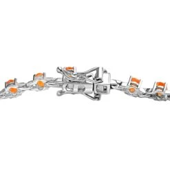 Salamanca Feueropal Armband, Ca. 19 Cm, 925 Silber Platiniert Ca. 2.85 Ct -Mode Zubehör Geschäft 7016378 3