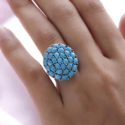 Amerikanischer, Natürlicher Sleeping Beauty Türkis-Ring, 925 Silber Platiniert (Größe 17.00) Ca. 5.02 Ct -Mode Zubehör Geschäft 7020718 2