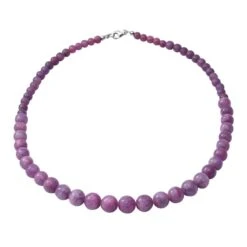 Madagaskar Rubin Halskette, Ca. 45 Cm, 925 Silber Rhodiniert Ca. 150.00 Ct