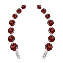 Rote Granat-Ohrringe, 925 Silber Platiniert Ca. 3.40 Ct