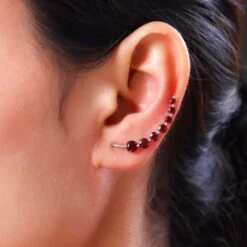 Rote Granat-Ohrringe, 925 Silber Platiniert Ca. 3.40 Ct -Mode Zubehör Geschäft 7078264 2