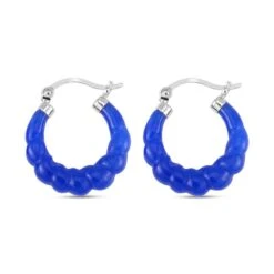 Blaue Jade Ohrringe 925 Silber Rhodiniert Ca. 18.50 Ct -Mode Zubehör Geschäft 7130802 3