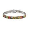 Natürliches Mehrfarbiges-Turmalin Armband, Ca. 19 Cm, 925 Silber Platiniert Ca. 14.35 Ct