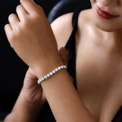 88 Facetten Moissanit Armband, Ca. 20 Cm, 925 Silber Platiniert Ca. 15,18 Ct -Mode Zubehör Geschäft 7167044 2